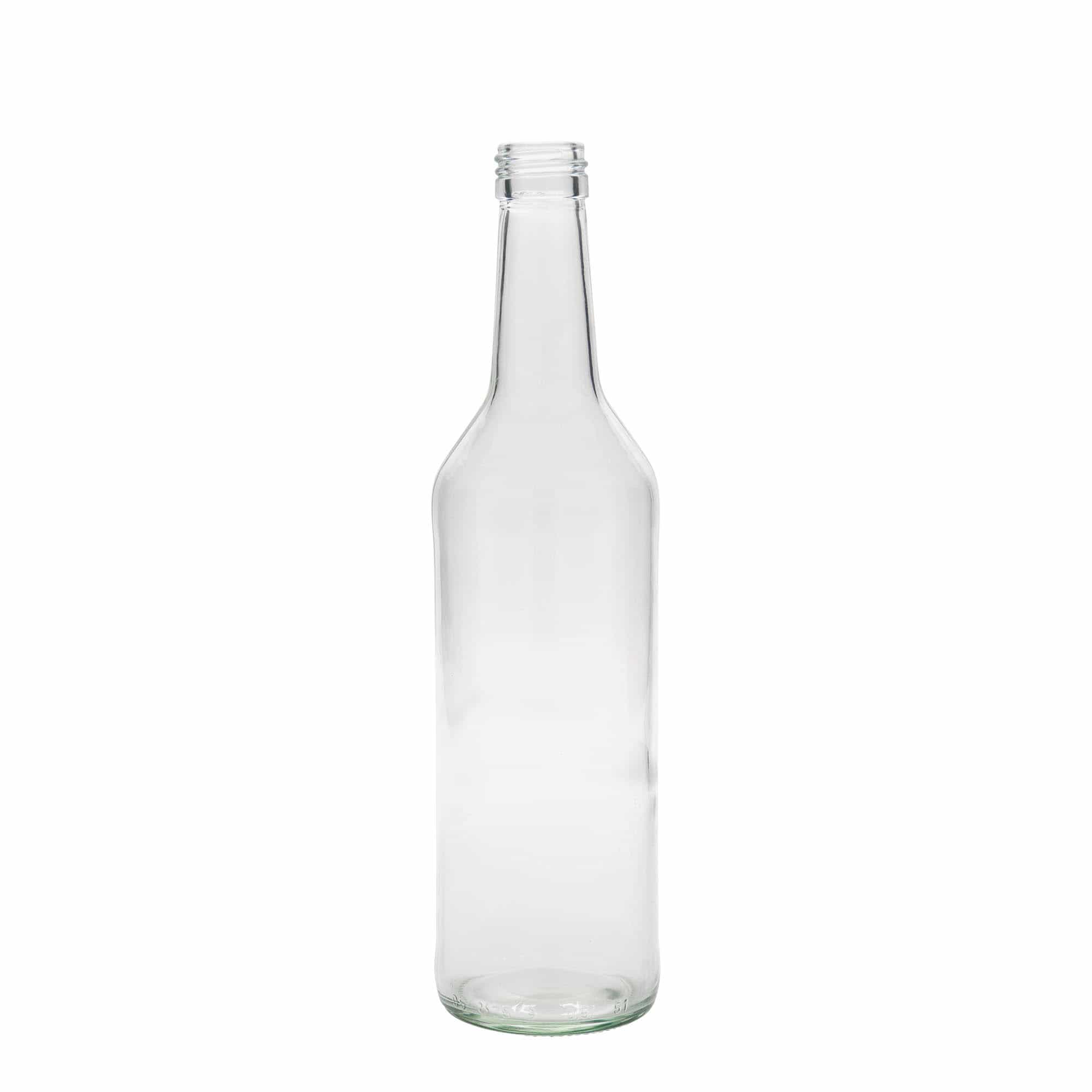 500 ml stiklo butelis „Geradhals“, uždaromas: PP 28