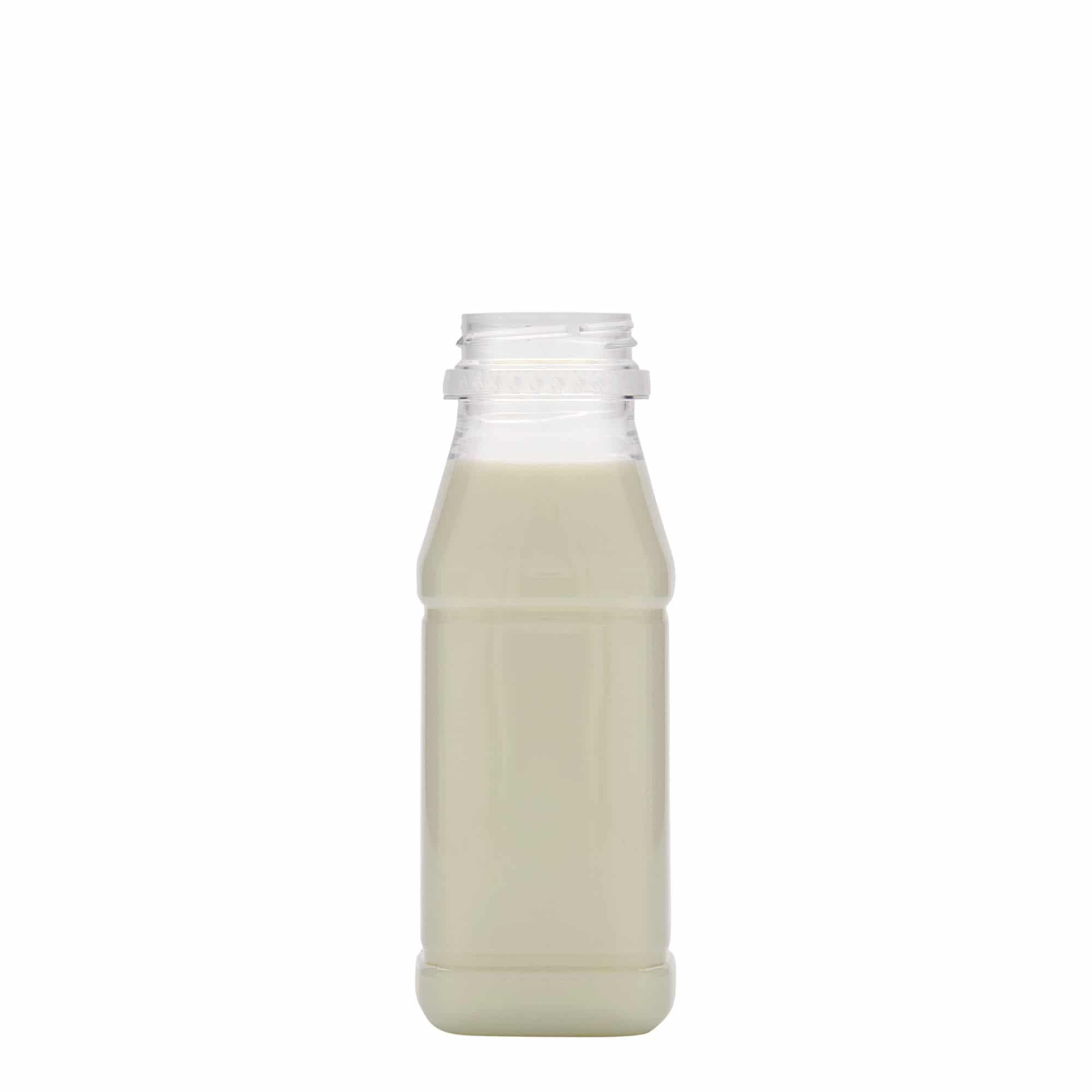 250 ml PET butelis „Milk and Juice Carré“, kvadrato formos, plastikas, uždaromas: 38 mm