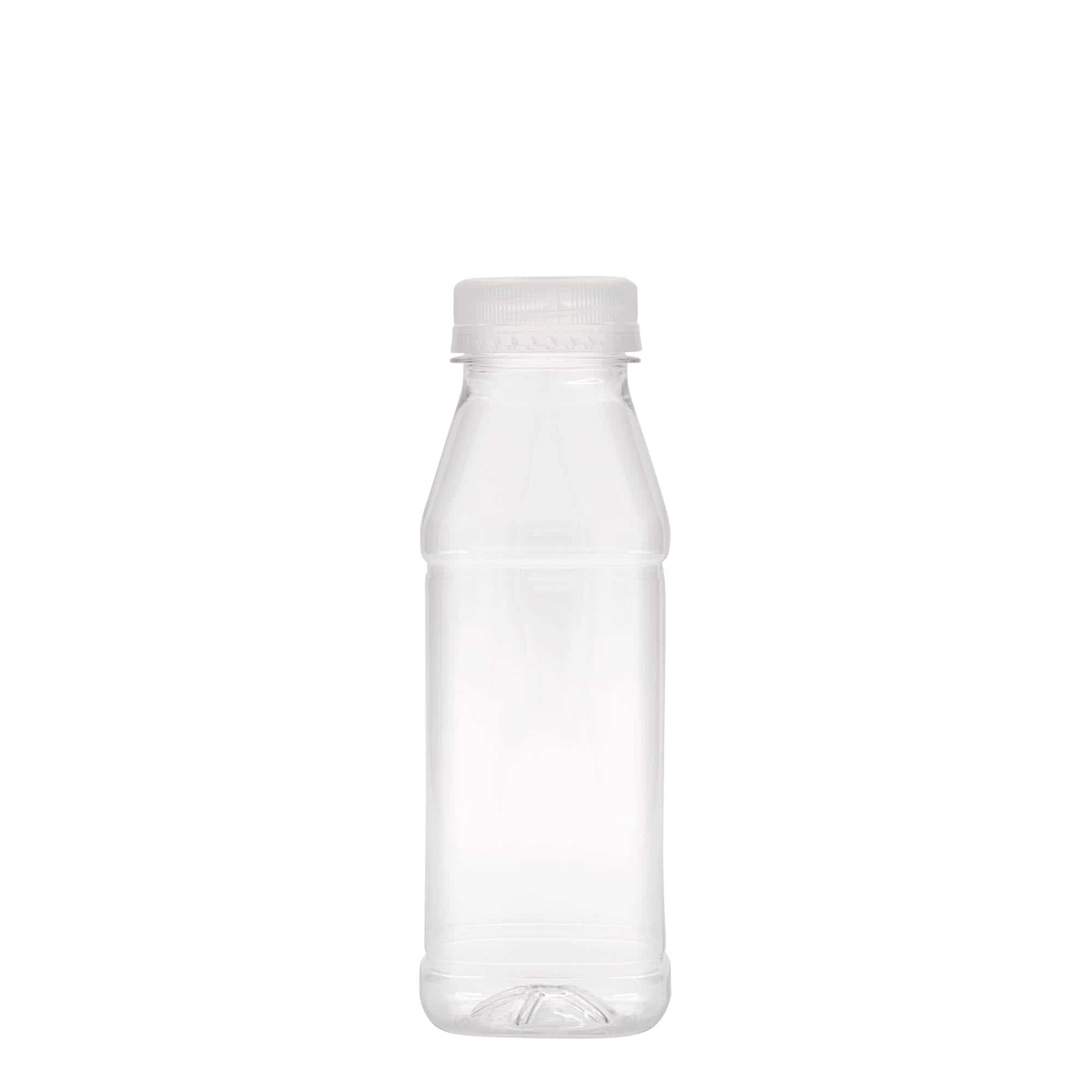 330 ml PET butelis „Milk and Juice Carré“, kvadrato formos, plastikas, uždaromas: 38 mm