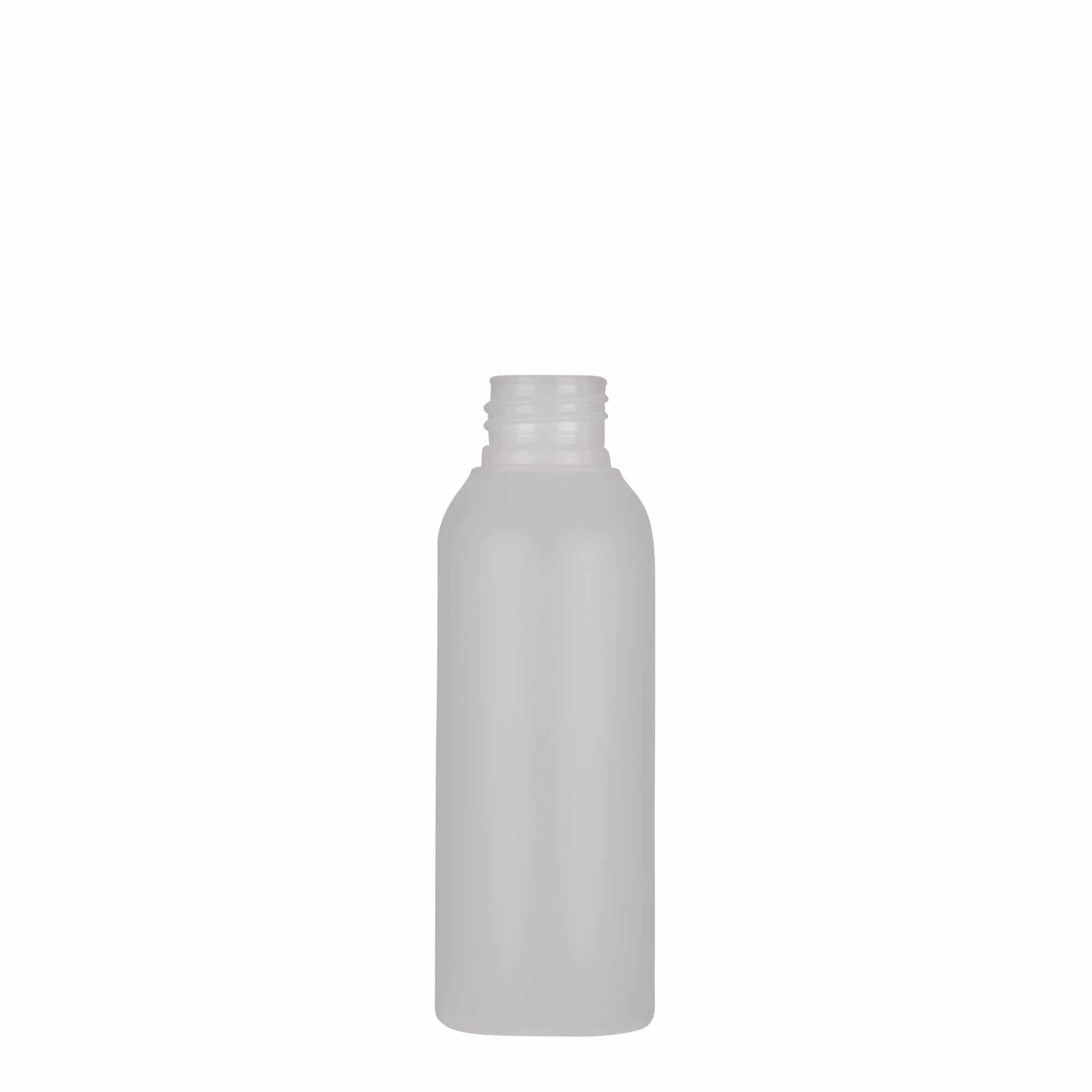 100 ml plastikinis butelis „Tuffy“, HDPE, kreminės spalvos, uždaromas: GPI 24/410