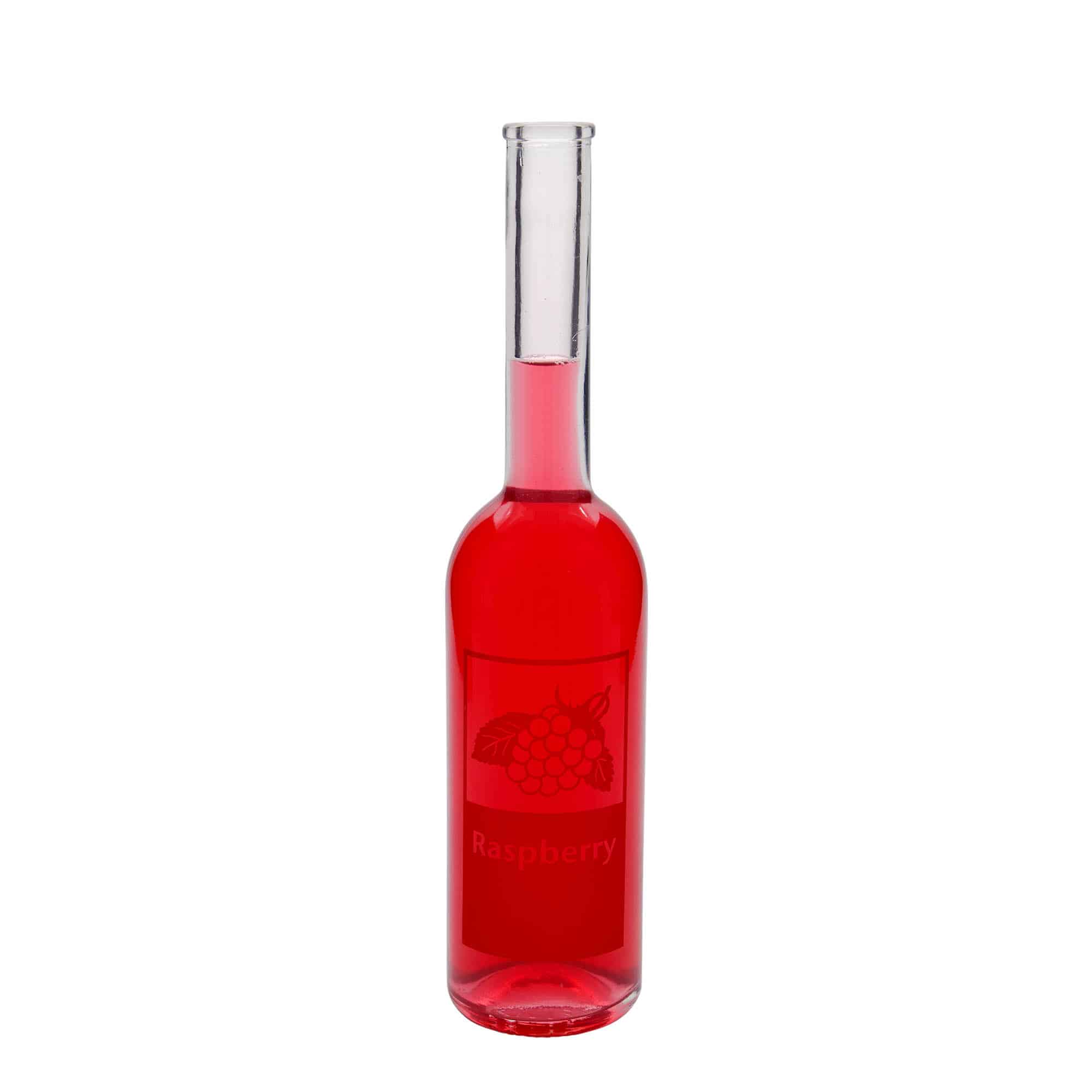 500 ml stiklo butelis „Opera“, motyvas: „Raspberry“, uždaromas: Kamščiu