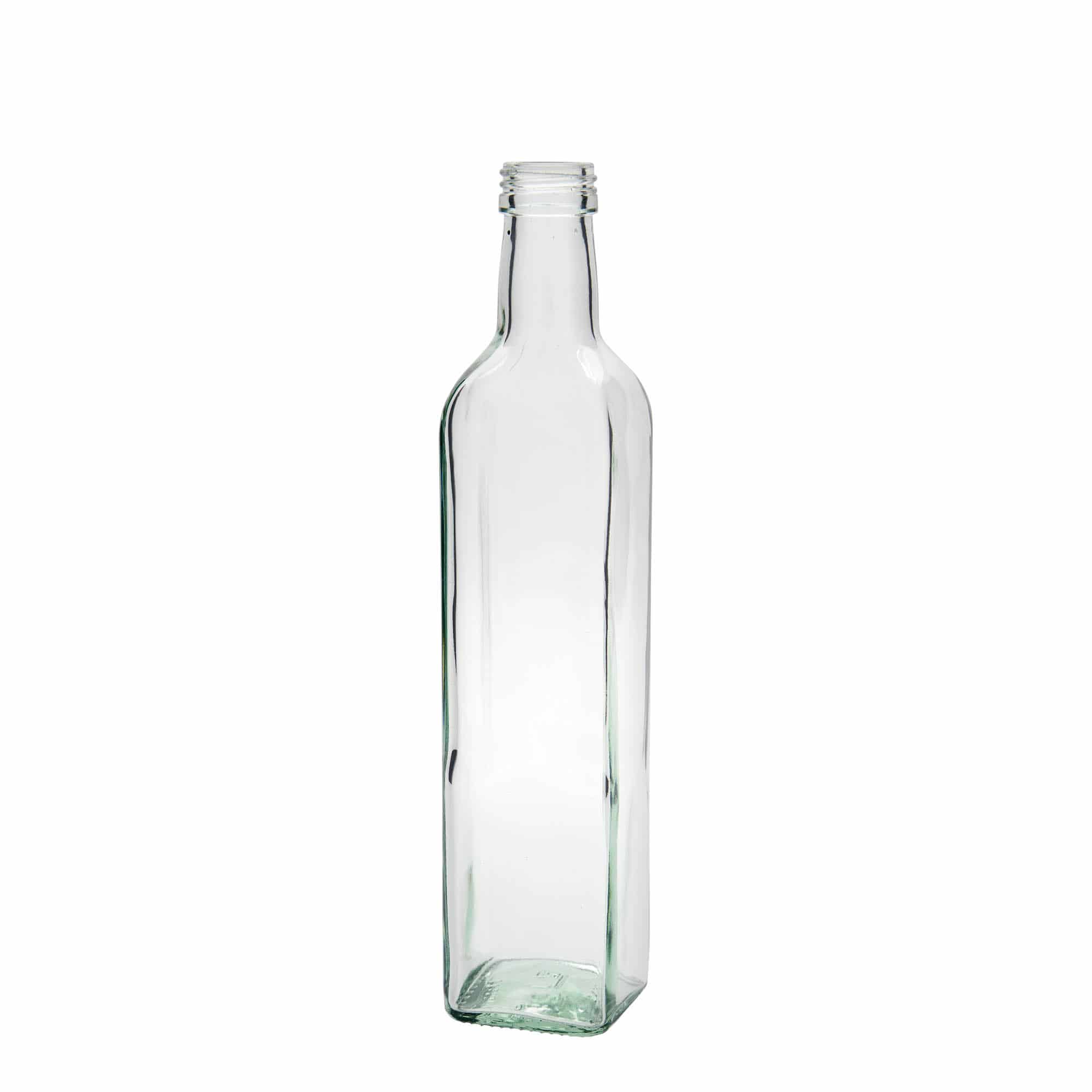 500 ml stiklo butelis „Marasca“, kvadrato formos, uždaromas: PP 31,5