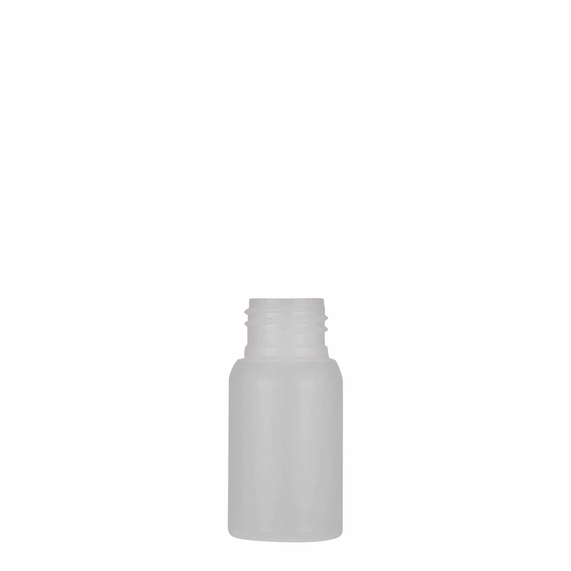 30 ml plastikinis butelis „Tuffy“, HDPE, kreminės spalvos, uždaromas: GPI 24/410