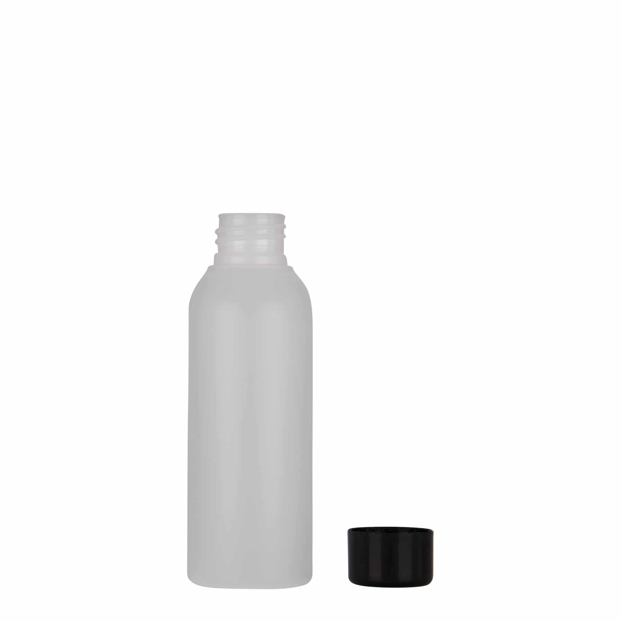 100 ml plastikinis butelis „Tuffy“, HDPE, kreminės spalvos, uždaromas: GPI 24/410